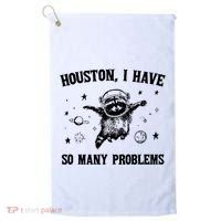 Houston I Have So Many Problems Raccoon In Space Retro 90s Graphic Golf Towel thumb 0