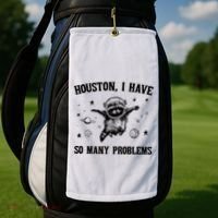 Houston I Have So Many Problems Raccoon In Space Retro 90s Graphic Golf Towel thumb 2