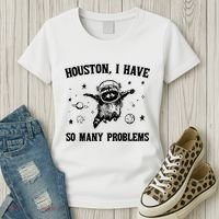 Houston I Have So Many Problems Raccoon In Space Retro 90s Graphic Women's T-Shirt thumb 3