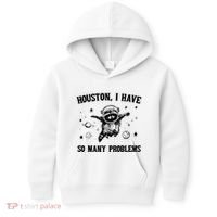 Houston I Have So Many Problems Raccoon In Space Retro 90s Graphic Kids Hoodie thumb 0