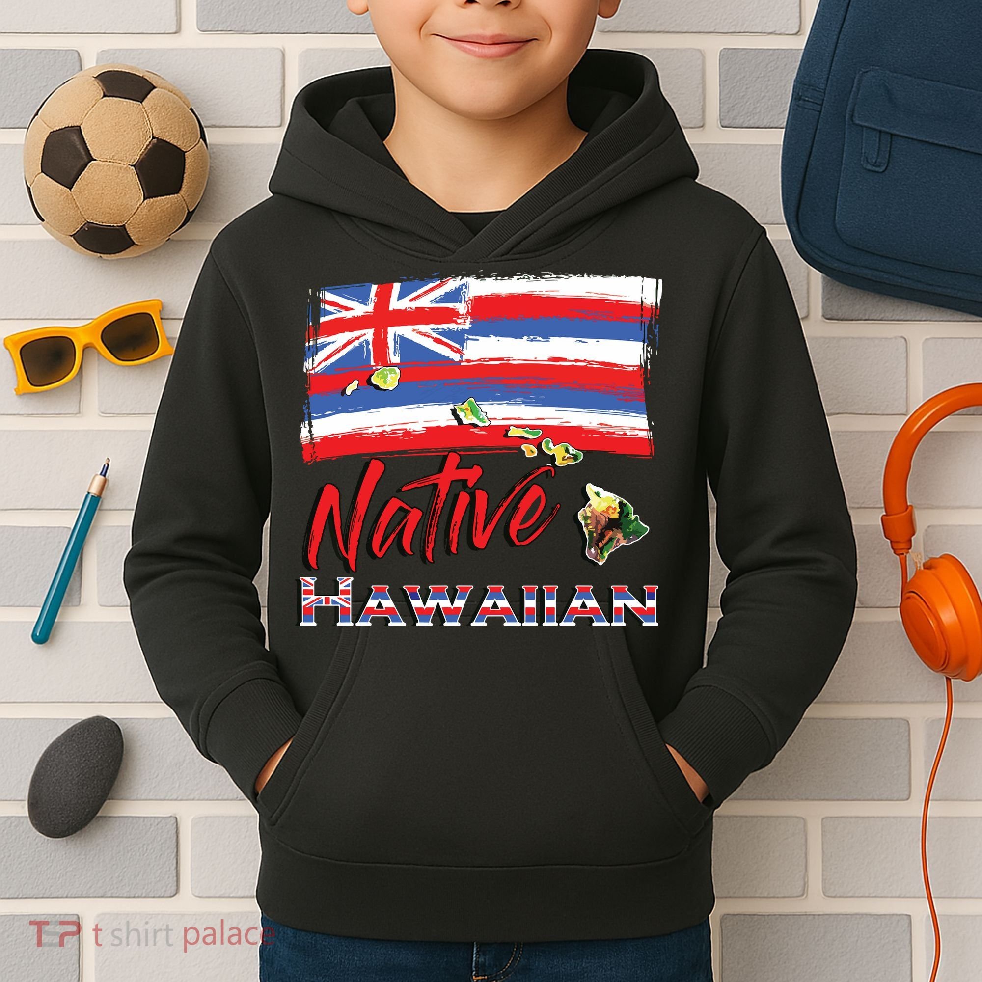 Hawaiian Islands Hawaii Flag Native Hawaiian Kids Hoodie