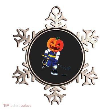 Halloween Ice Hockey Player Pumpkin Head Scary Gift Ornament