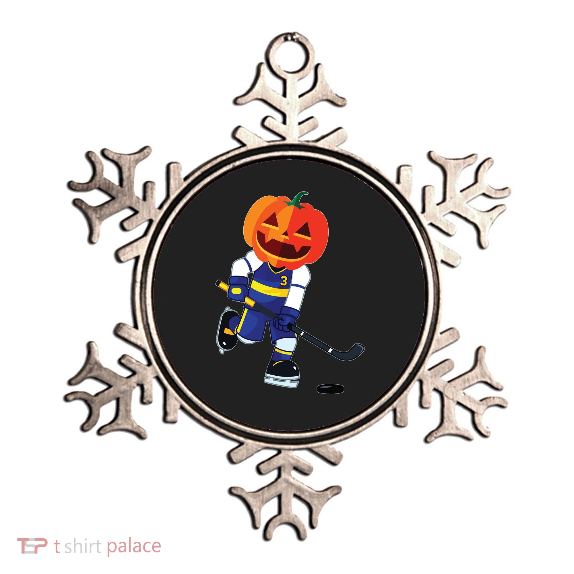 Halloween Ice Hockey Player Pumpkin Head Scary Gift Ornament
