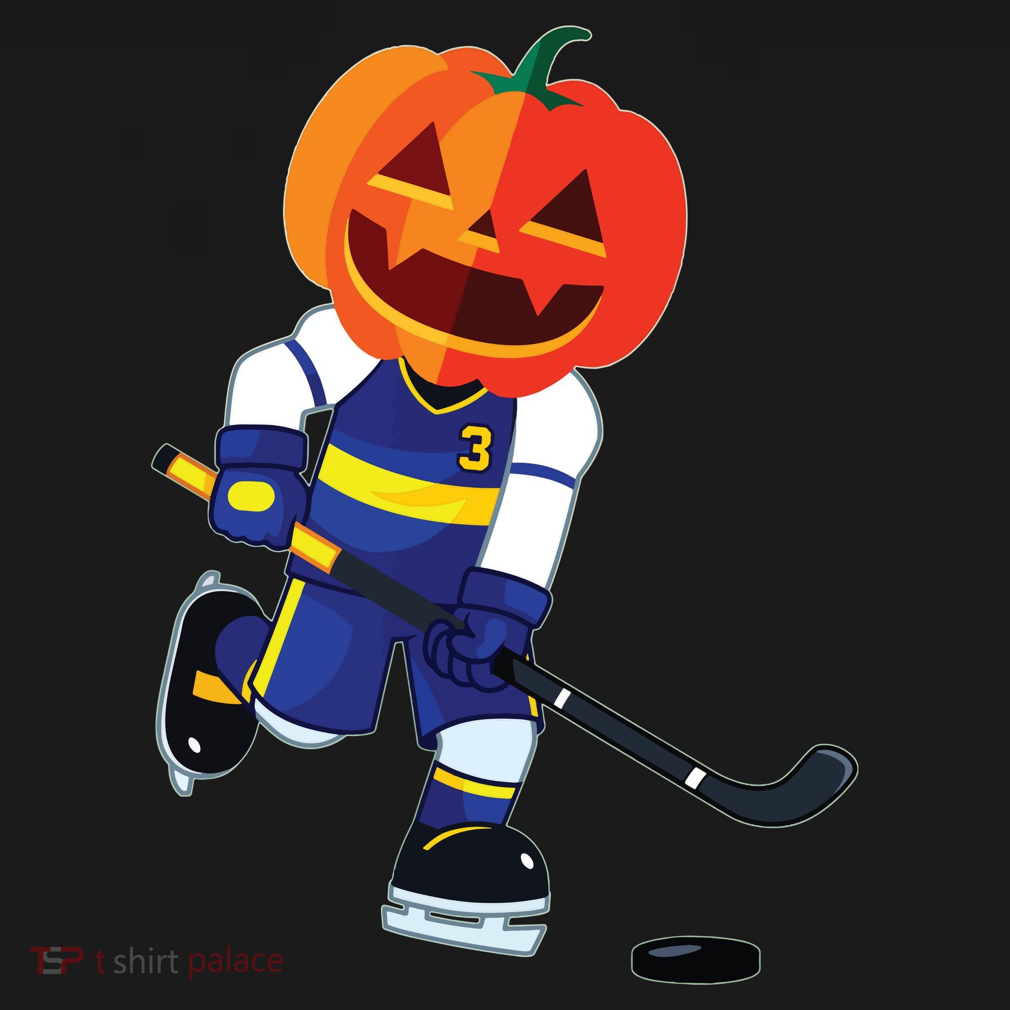 Halloween Ice Hockey Player Pumpkin Head Scary Gift Ornament