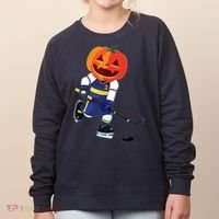 Halloween Ice Hockey Player Pumpkin Head Scary Gift Women's Sweatshirt thumb 0