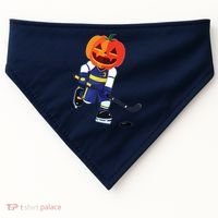 Halloween Ice Hockey Player Pumpkin Head Scary Gift USA-Made Doggie Bandana thumb 0