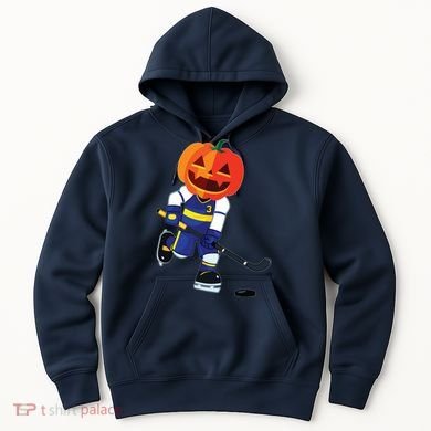 Halloween Ice Hockey Player Pumpkin Head Scary Gift Hoodie