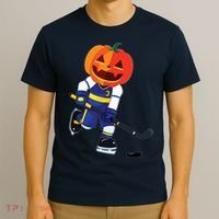 Halloween Ice Hockey Player Pumpkin Head Scary Gift T-Shirt thumb 3
