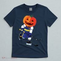 Halloween Ice Hockey Player Pumpkin Head Scary Gift T-Shirt thumb 5