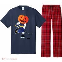 Halloween Ice Hockey Player Pumpkin Head Scary Gift Pajama Set thumb 0