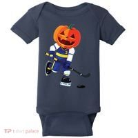 Halloween Ice Hockey Player Pumpkin Head Scary Gift Baby Bodysuit thumb 0