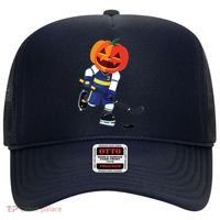 Halloween Ice Hockey Player Pumpkin Head Scary Gift Hat thumb 0