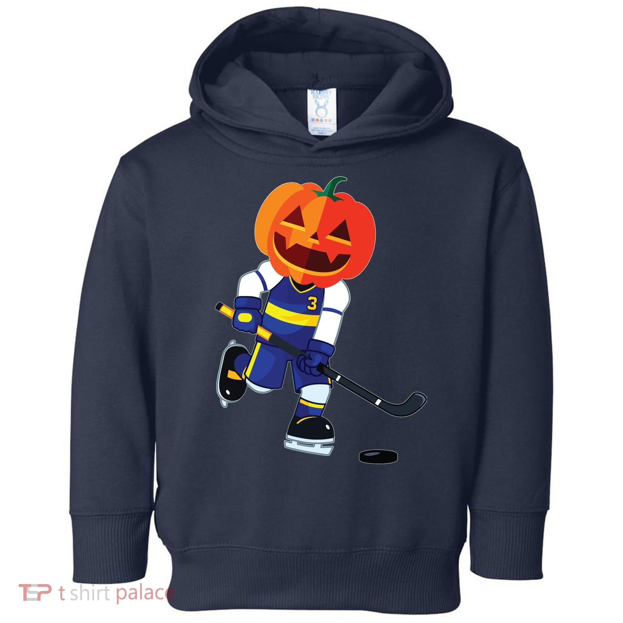 Halloween Ice Hockey Player Pumpkin Head Scary Gift Toddler Hoodie