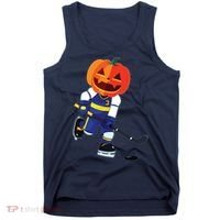 Halloween Ice Hockey Player Pumpkin Head Scary Gift Tank Top thumb 0