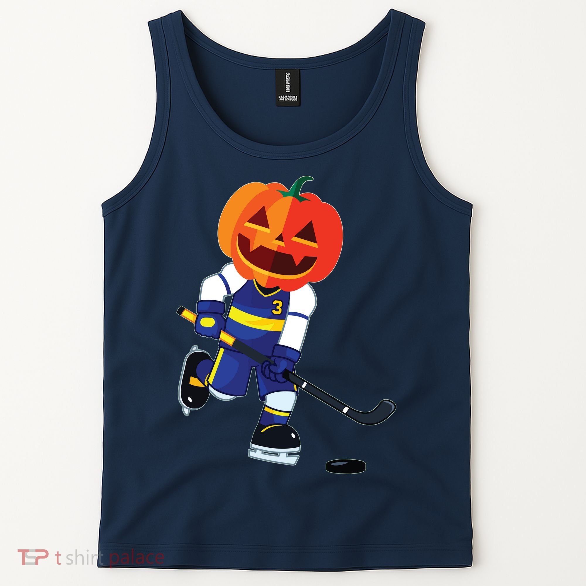 Halloween Ice Hockey Player Pumpkin Head Scary Gift Tank Top