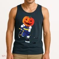 Halloween Ice Hockey Player Pumpkin Head Scary Gift Tank Top thumb 3