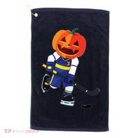 Halloween Ice Hockey Player Pumpkin Head Scary Gift Golf Towel thumb 0