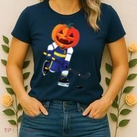 Halloween Ice Hockey Player Pumpkin Head Scary Gift Women's T-Shirt thumb 2