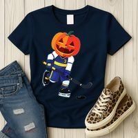 Halloween Ice Hockey Player Pumpkin Head Scary Gift Women's T-Shirt thumb 3