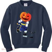 Halloween Ice Hockey Player Pumpkin Head Scary Gift Kids Sweatshirt thumb 0