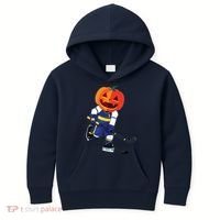 Halloween Ice Hockey Player Pumpkin Head Scary Gift Kids Hoodie thumb 0