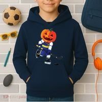 Halloween Ice Hockey Player Pumpkin Head Scary Gift Kids Hoodie thumb 2