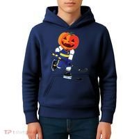 Halloween Ice Hockey Player Pumpkin Head Scary Gift Kids Hoodie thumb 4