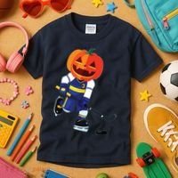 Halloween Ice Hockey Player Pumpkin Head Scary Gift Kids T-Shirt thumb 3