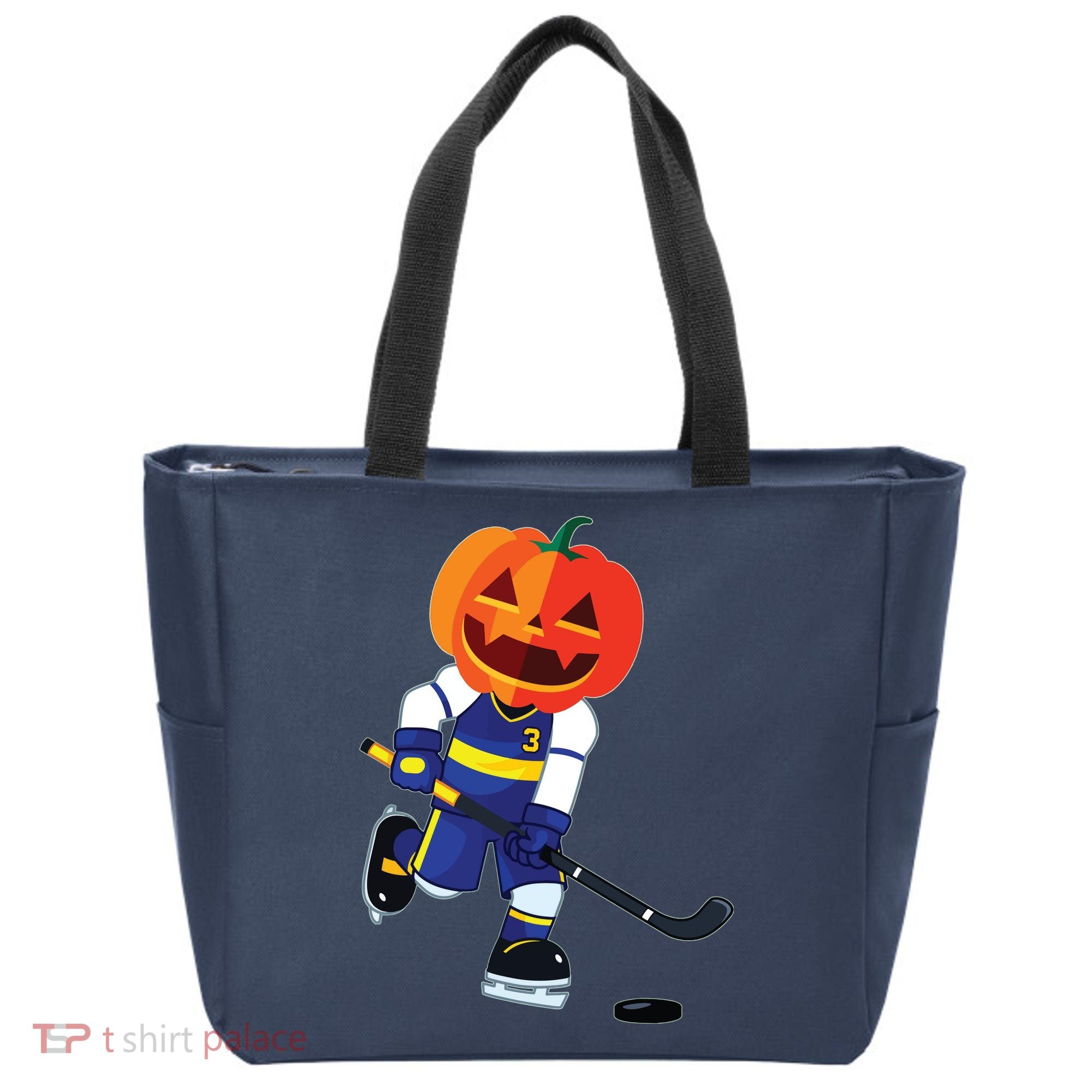 Halloween Ice Hockey Player Pumpkin Head Scary Gift Tote Bag