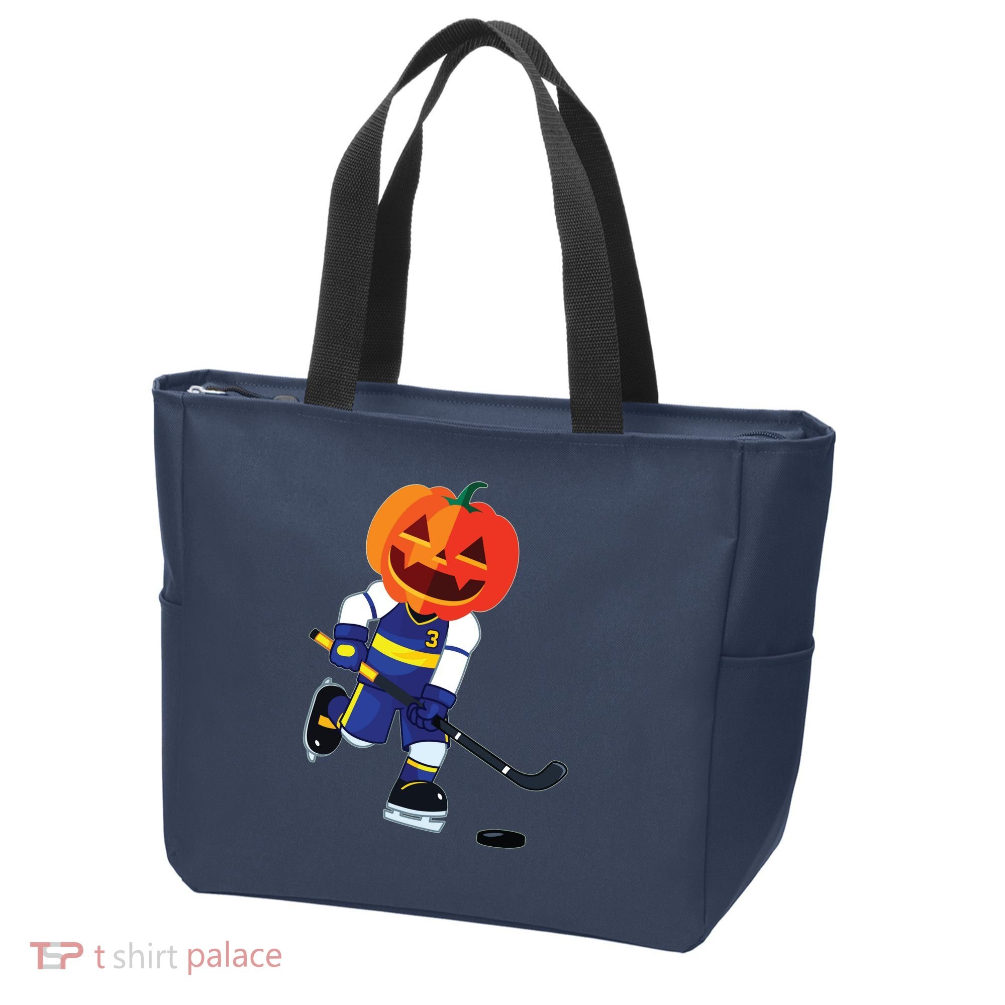 Halloween Ice Hockey Player Pumpkin Head Scary Gift Tote Bag