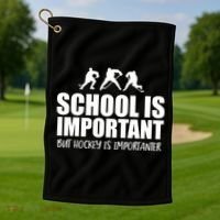 Hockey Is Importanter Funny Hockey Cute Gift Golf Towel thumb 1