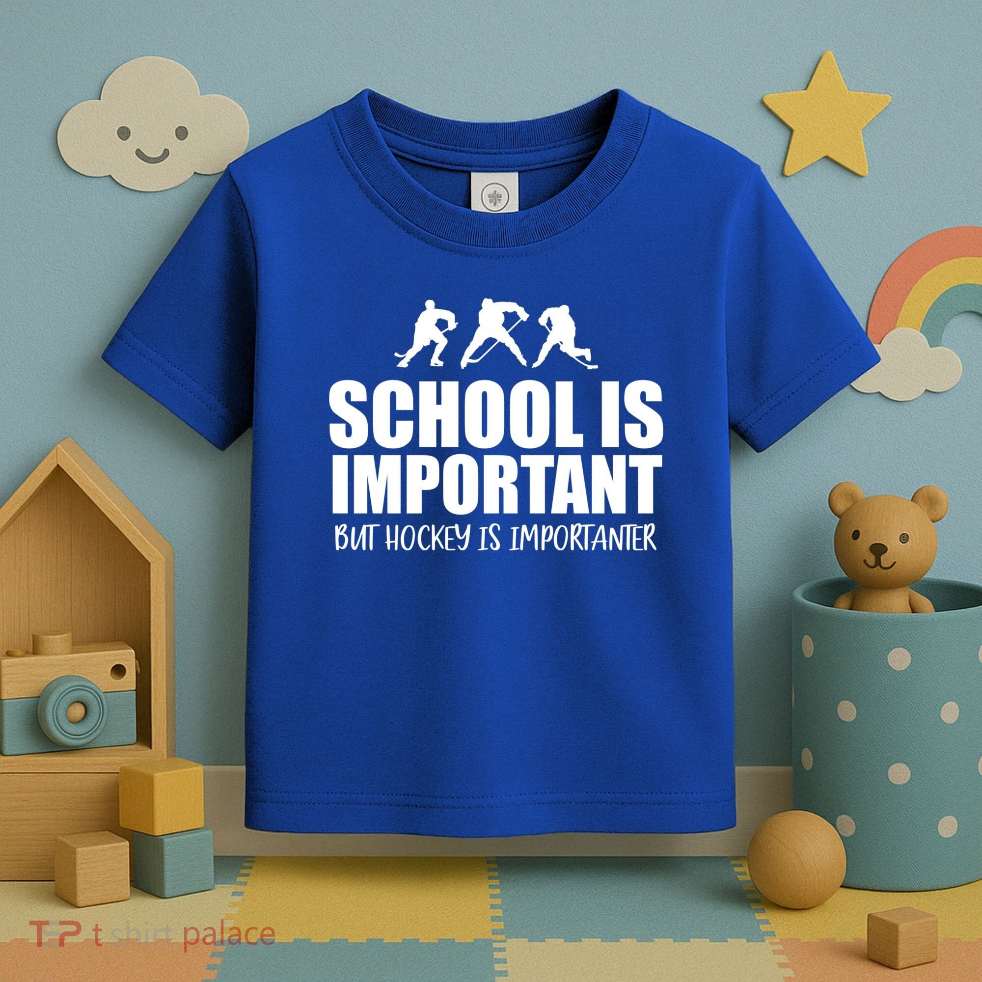 Hockey Is Importanter Funny Hockey Cute Gift Toddler T-Shirt