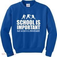 Hockey Is Importanter Funny Hockey Cute Gift Kids Sweatshirt thumb 0