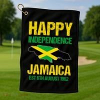 Happy Independence Jamaica Est 6th August 1962 Jamaican Golf Towel thumb 1