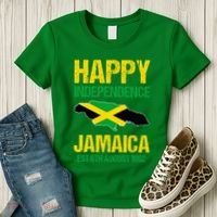 Happy Independence Jamaica Est 6th August 1962 Jamaican Women's T-Shirt thumb 3