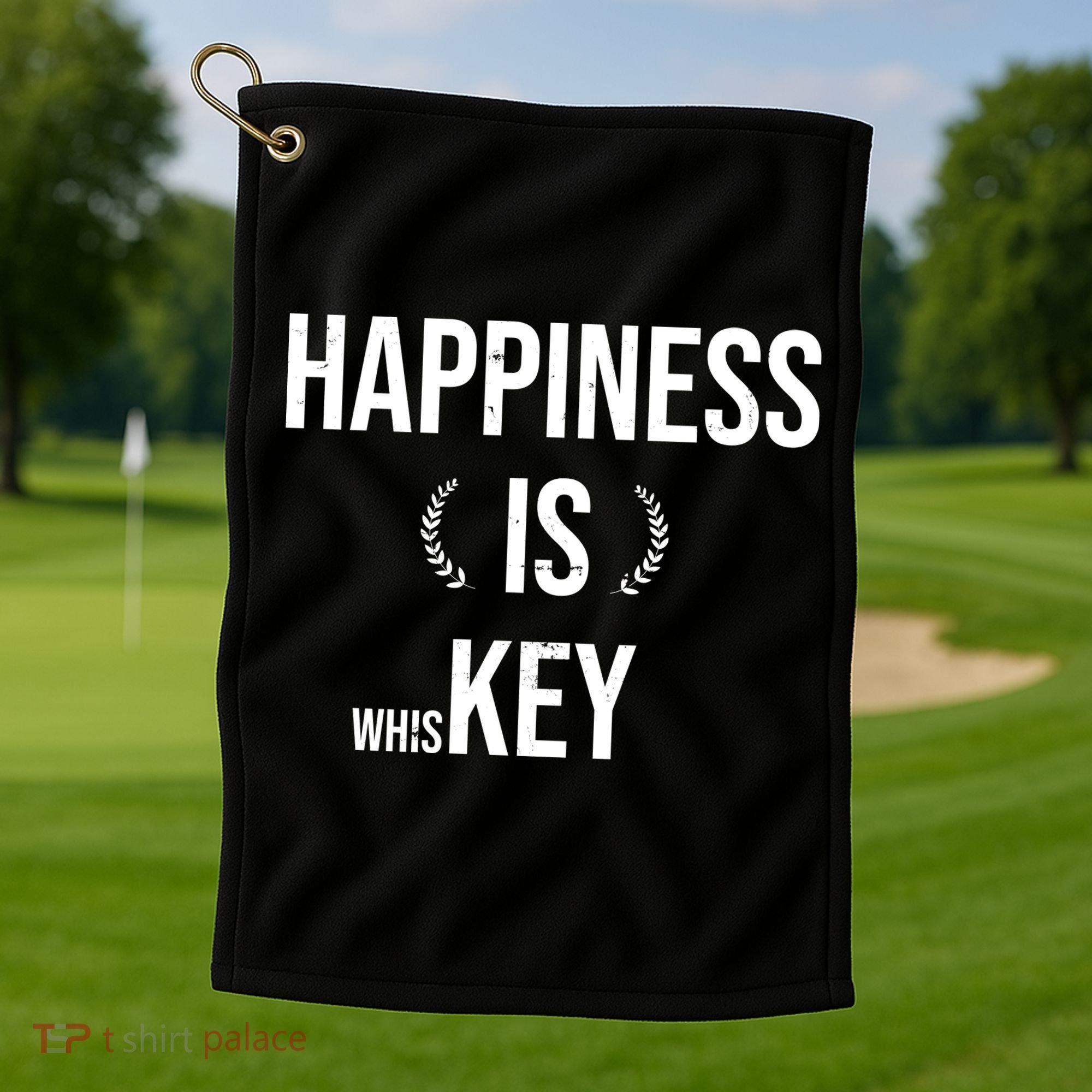 Happiness Is Key (Whiskey) Golf Towel