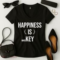 Happiness Is Key (Whiskey) Women's V-Neck T-Shirt thumb 2