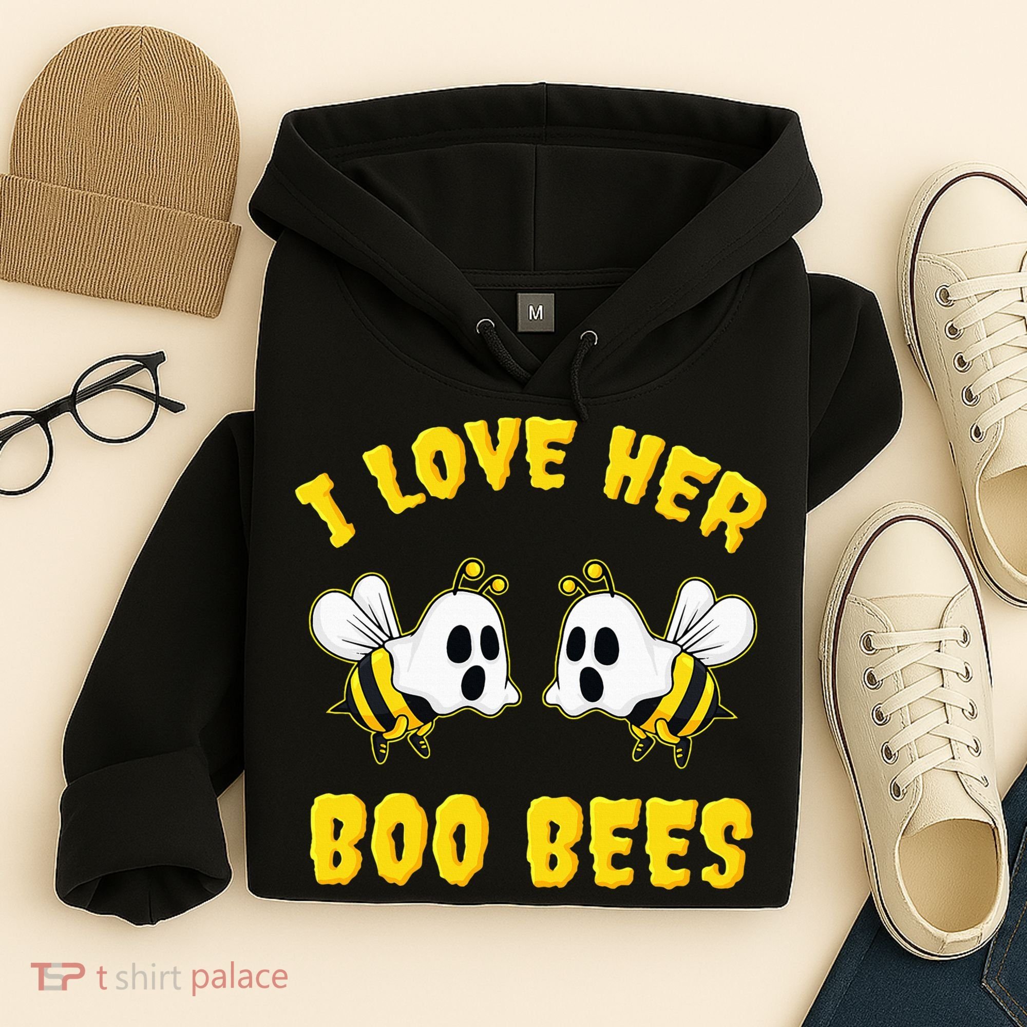 Halloween I Love Her Boo Bees Funny Hoodie
