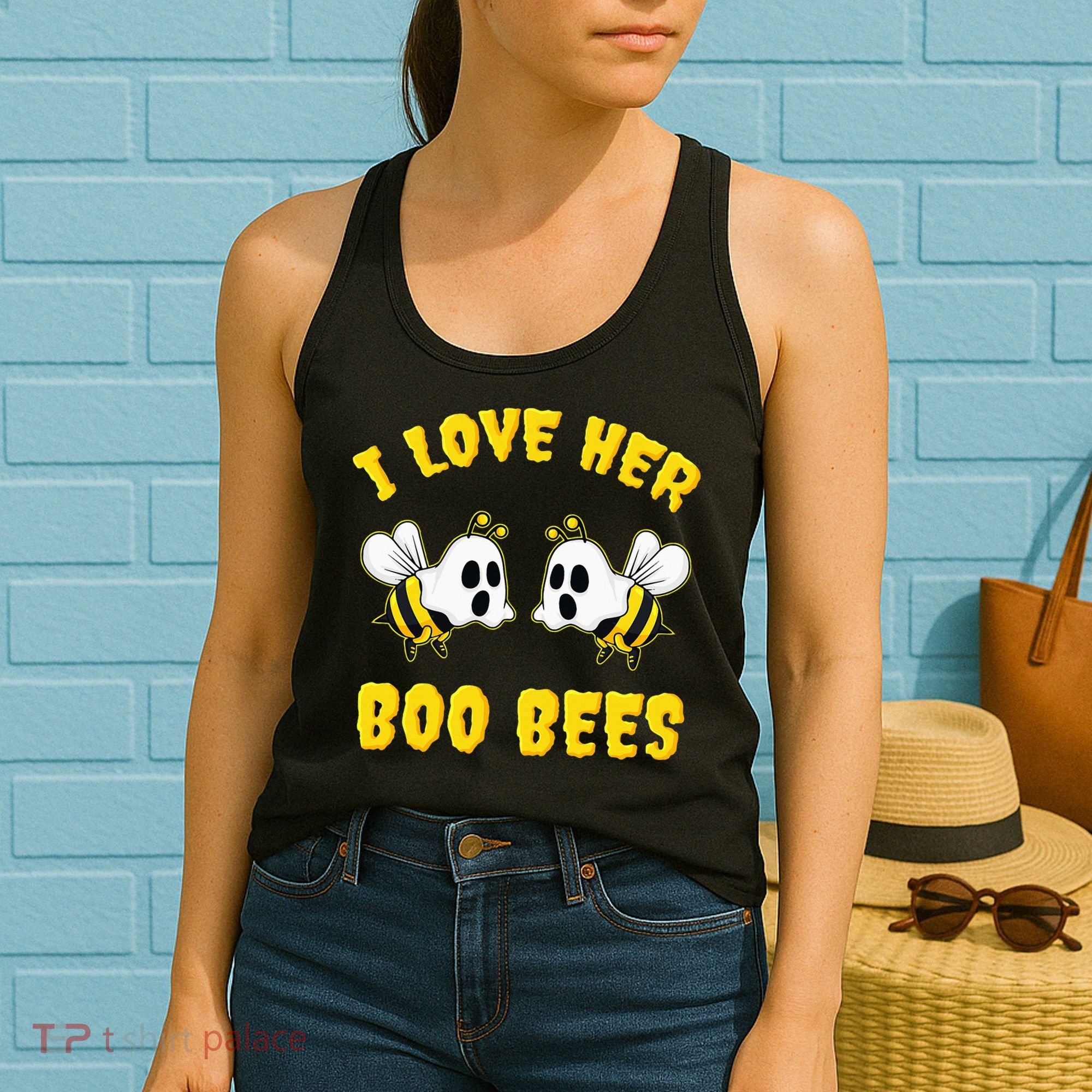 Halloween I Love Her Boo Bees Funny Women's Tank Top