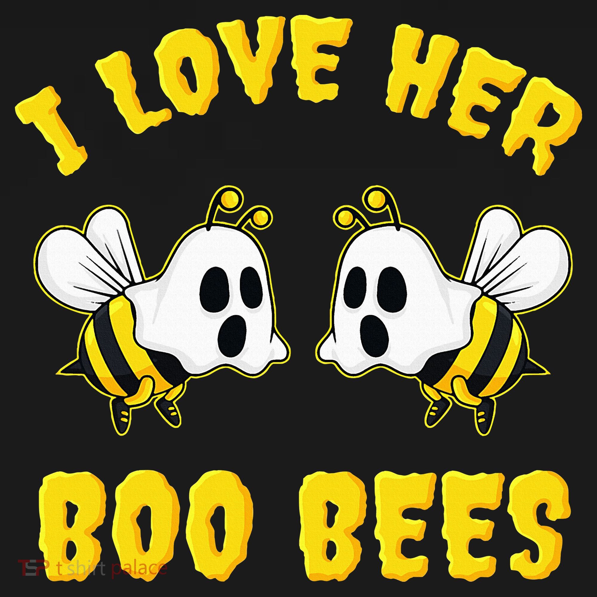 Halloween I Love Her Boo Bees Funny Baby Bodysuit