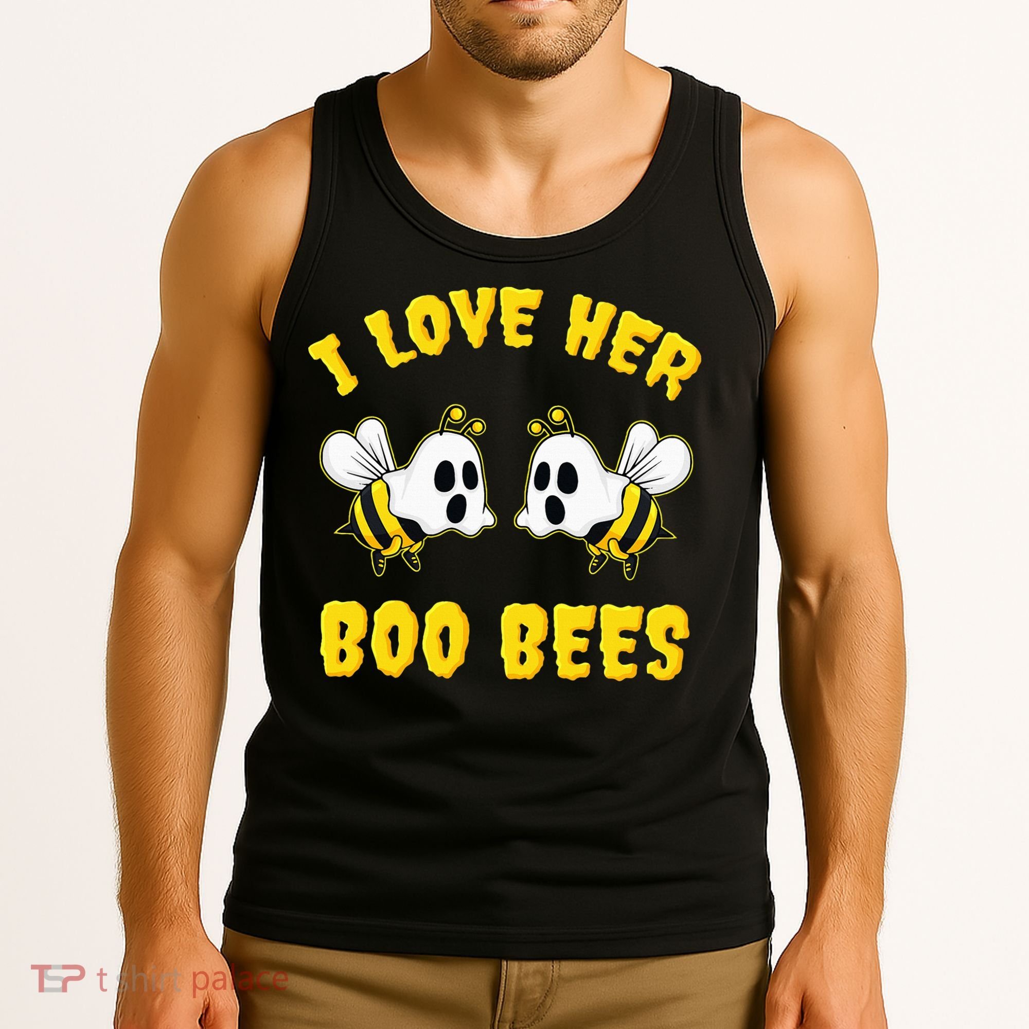 Halloween I Love Her Boo Bees Funny Tank Top