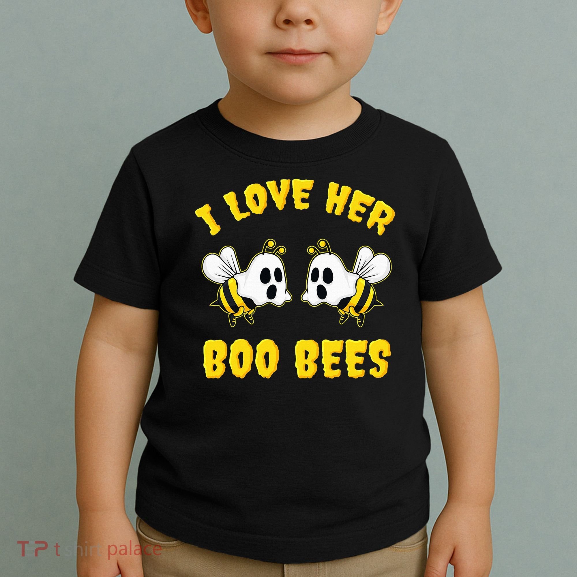 Halloween I Love Her Boo Bees Funny Toddler T-Shirt