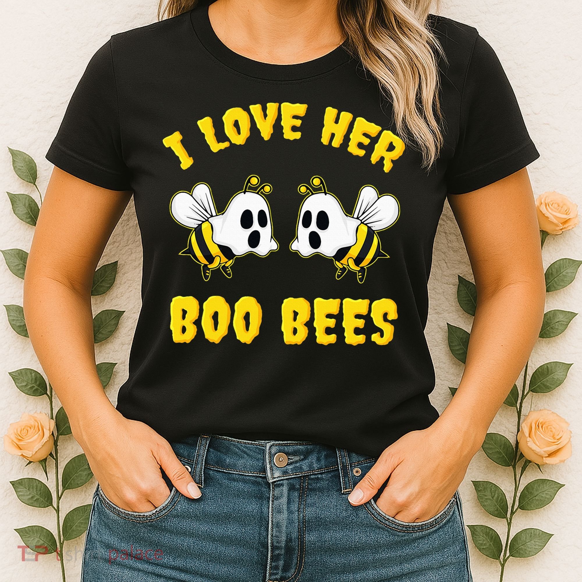 Halloween I Love Her Boo Bees Funny Women's T-Shirt