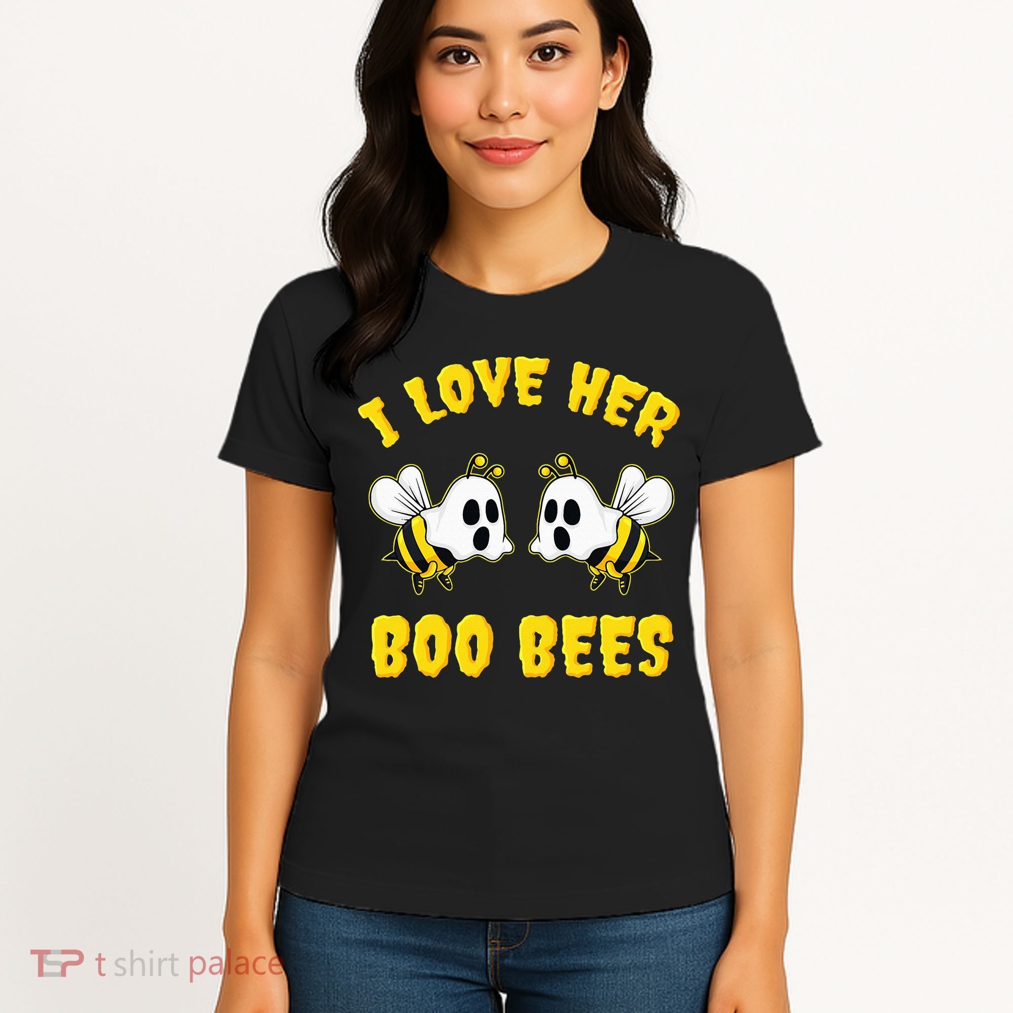 Halloween I Love Her Boo Bees Funny Women's T-Shirt