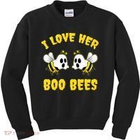 Halloween I Love Her Boo Bees Funny Kids Sweatshirt thumb 0