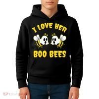 Halloween I Love Her Boo Bees Funny Kids Hoodie thumb 4