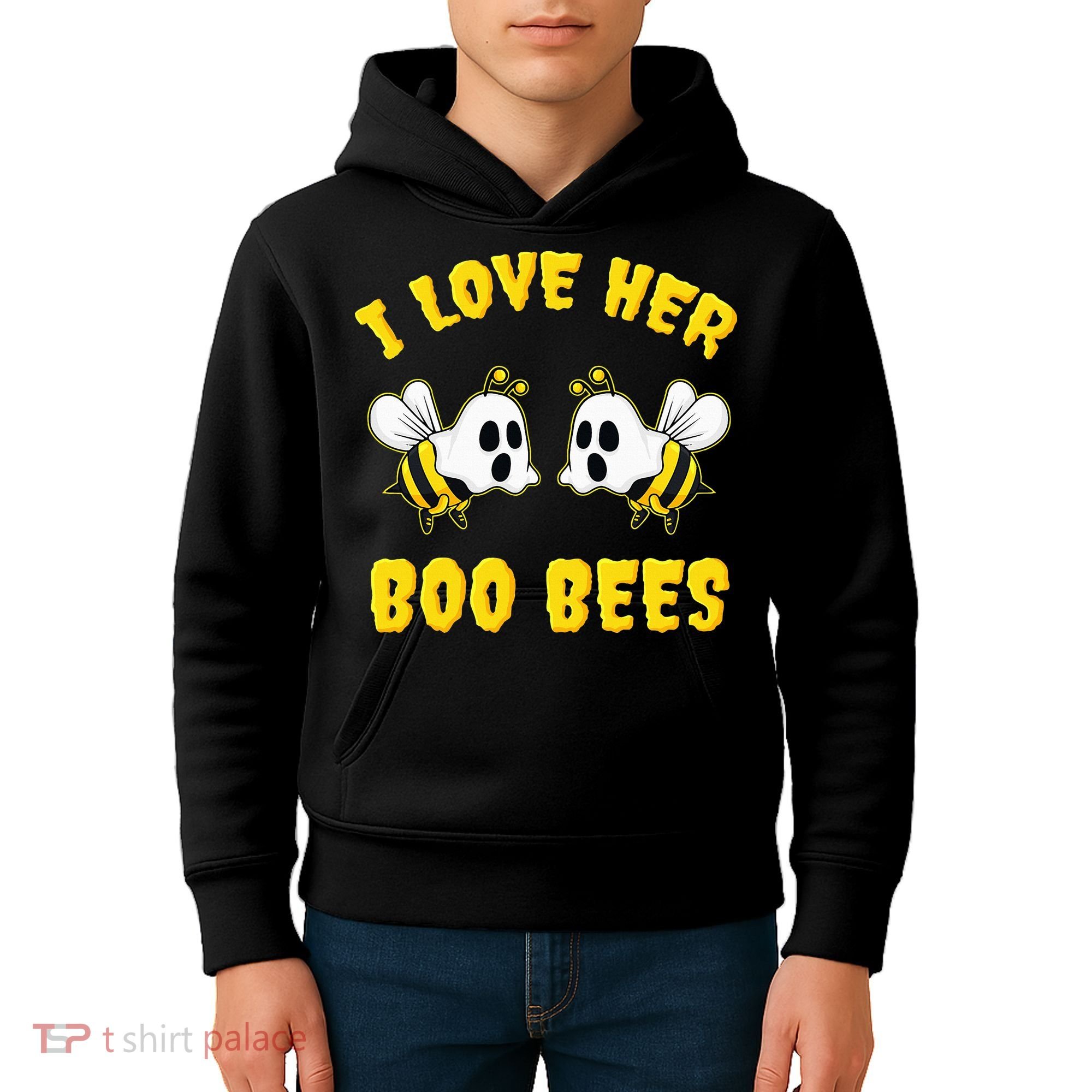 Halloween I Love Her Boo Bees Funny Kids Hoodie