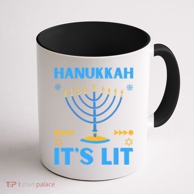 Hanukkah It's Lit Cool Design Coffee Mug back