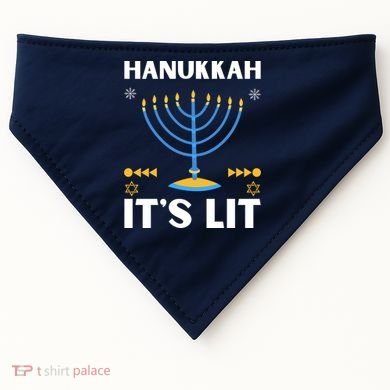 Hanukkah It's Lit Cool Design USA-Made Doggie Bandana
