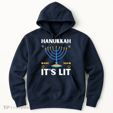Hanukkah It's Lit Cool Design Hoodie
